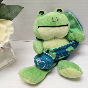 New Snug Buddies Blanket Stuffed Animal Frog Green Blue Plush 2010 Novelty Inc